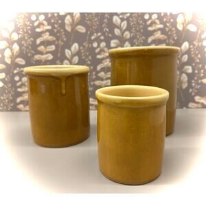 T.G. Green England VTG Stoneware - Nesting Mini Crocks, Set of 3 Mustard Ochre
